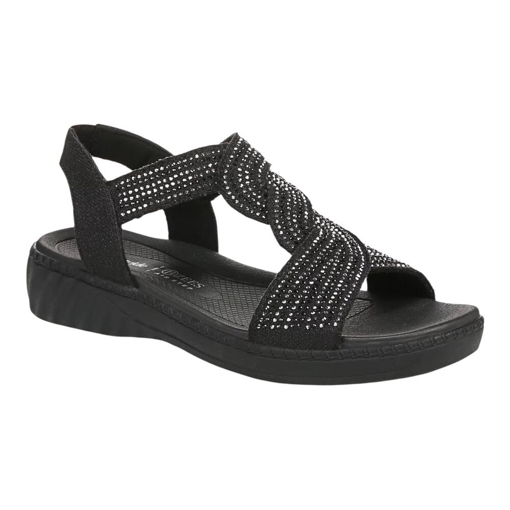LifeStride Women's Lilly Bright Washable Strappy Sandals Black Size 8 W